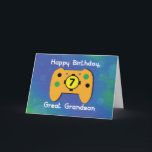 Great Grandson 7 Year Old Birthday Game Controller Card<br><div class="desc">When playing video games is his favorite hobby then you can give him this card to greet him a happy 7th birthday once that special day arrives. He is a great guy and deserves a great birthday. Give him one using this card.</div>