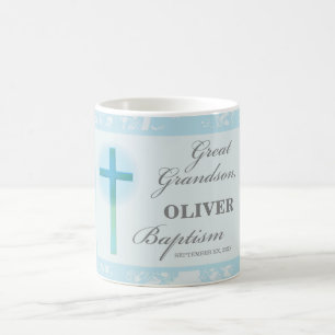 Great Grandson Baptism Blue Lace Personalised Coffee Mug