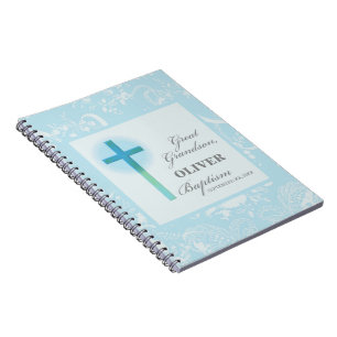 Great Grandson Baptism Blue Lace Personalised Notebook