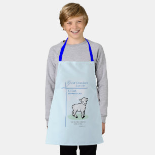 Great Grandson Baptism Blue Lamb Personalised Apron