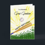 Great Grandson Baseball Birthday Card<br><div class="desc">Give your baseball loving great grandson a baseball and bat card with an explosive baseball theme! A baseball and bat with the words 'To a wonderful great grandson'.</div>