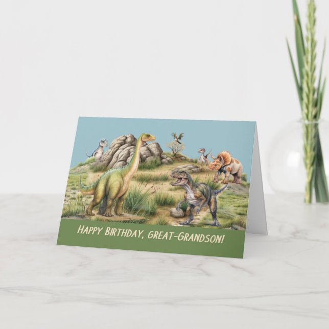Great Grandson Birthday Baby Dinosaur Life-Like Card (Front)