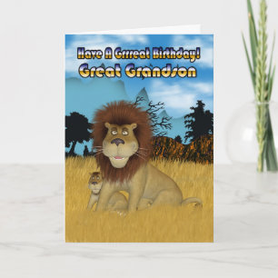 Great Grandson Birthday Card - Lion And Cub