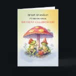 Great Grandson Birthday Cute Frogs Under Mushrooms Card<br><div class="desc">Celebrate your great grandson's birthday with this uniquely charming greeting card. Loveable frogs perched on and under mushrooms create a whimsical scene,  conveying wishes for a day filled with joy,  laughter,  and unforgettable adventures. Great for any age.</div>