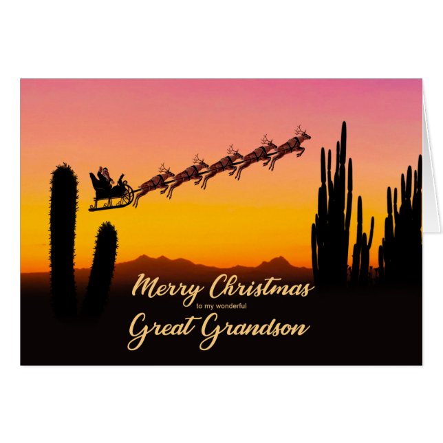 Great Grandson Christmas Santa Over Desert (Front Horizontal)