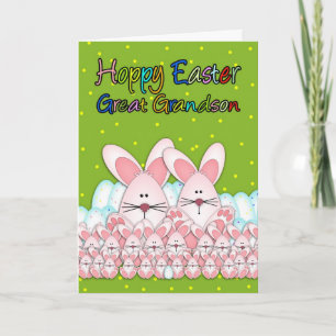 Great Grandson Easter Card With Easter Bunnies