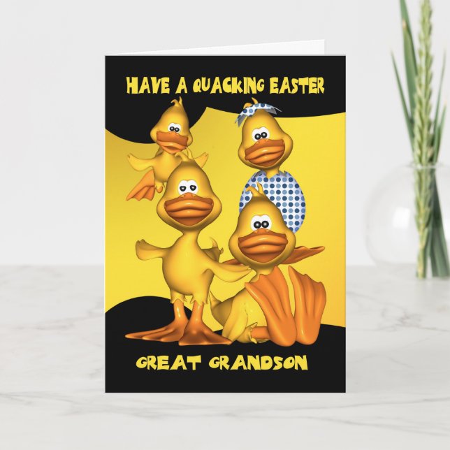 Great Grandson, Easter Card With Fun Ducks (Front)