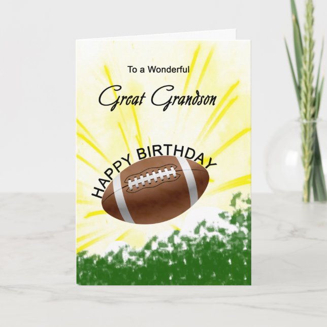 Great Grandson Football Birthday Card (Front)