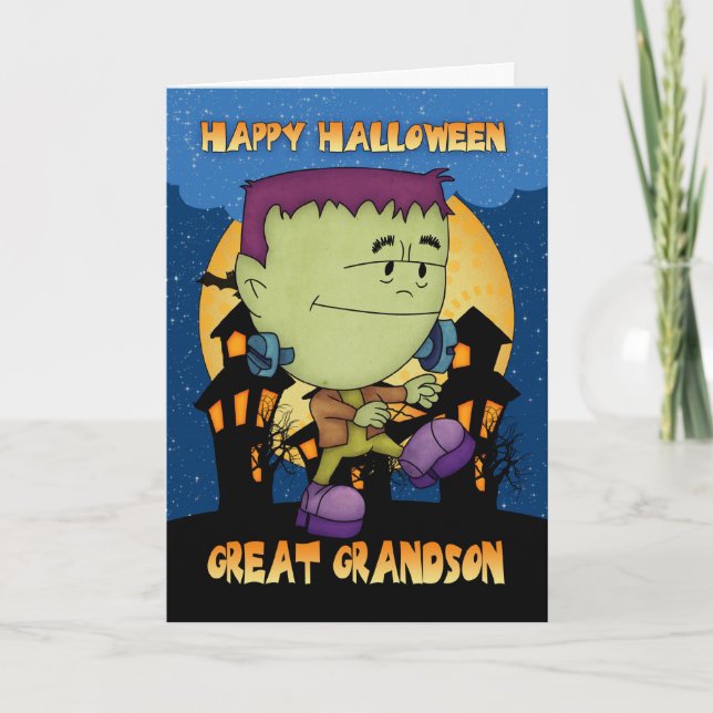 great grandson halloween card with frankie stompin (Front)