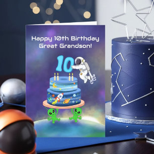 Great Grandson Happy 10th Birthday Astronaut  Card