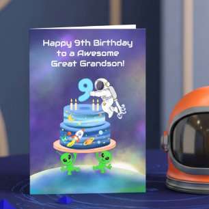 Great Grandson Happy 9th Birthday Astronaut Card
