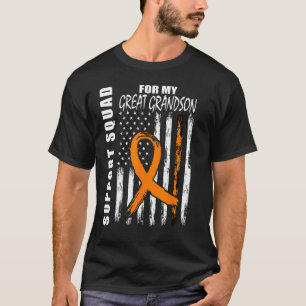 Great Grandson Leukaemia Awareness USA Flag Suppor T-Shirt