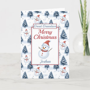 Great Grandson Merry Christmas Snowman Holiday Card