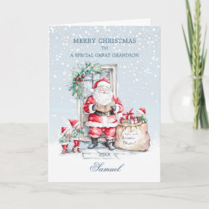 Great Grandson Santa Elf's Christmas Presents Holiday Card