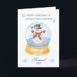Great Grandson Snow Globe Snowman Christmas  Holiday Card<br><div class="desc">Colourful Christmas card for your little Great Grandson - Christmas snow globe with Snowman inside.</div>
