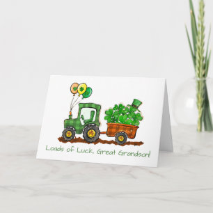 Great Grandson St Patricks Day Tractor Loads Luck  Card
