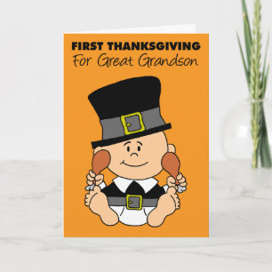 Great Grandson's First Thanksgiving Cute Little Pi Card