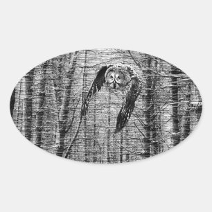Great Gray Owl in black and white stickers