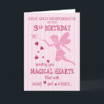 Great Great Granddaughter 3rd Birthday Magical Fai Card<br><div class="desc">Your great great granddaughter will love this little fairy who is bringing special love from you on her birthday! Favorite pink color  is filling this card with a fairy,  hearts and stripes!</div>
