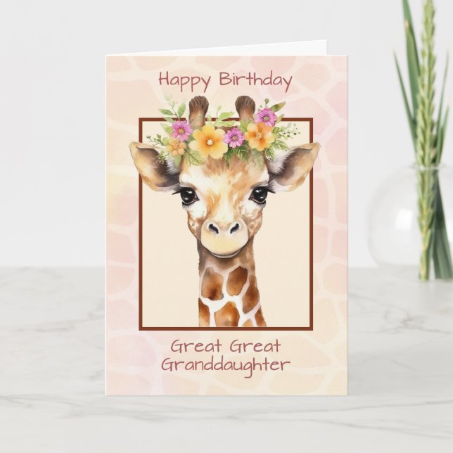 Great Great Granddaughter Birthday  Sweet Safari Card (Front)