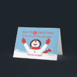 Great Great Granddaughter Name Christmas Card<br><div class="desc">The snowman is taking great delight in life, just as your great great granddaughter is relishing the beginning of her life! The snowman is bundled up in a red scarf and mittens, and wearing a top hat. Snow is falling lightly, and the tongue is out, with a few snowflakes landing....</div>