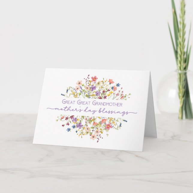 Great Great Grandma Mother's Day Blessings Card (Front)