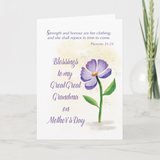 Great Great Grandma on Mothers Day Blessing Flower Card (Front)