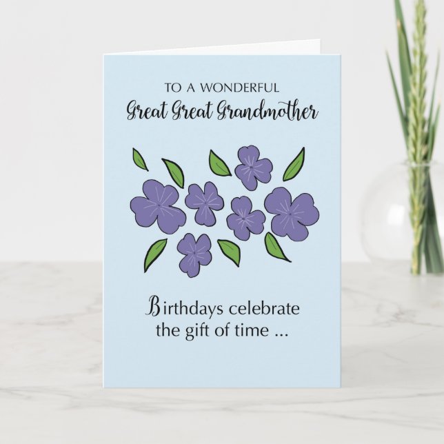 Great Great Grandmother Birthday Violet Flowers Card (Front)