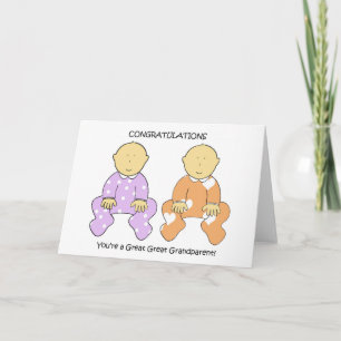 Great Great Grandparent to Twins Congratulations Card