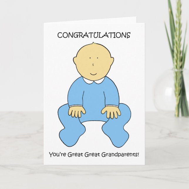 Great Great Grandparents to Boy Congratulations Card (Front)