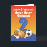 Great Great Grandson 2nd Birthday Sports Balls Card<br><div class="desc">This year give your beloved great great grandson a bouncing and rolling greeting as he celebrates his 2nd birthday. A fun card like this never fails to put a smile in the celebrates face.</div>