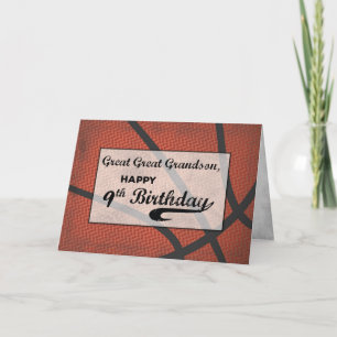 Great Great Grandson 9th Birthday Basketball Large Card