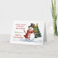 Great Great Grandson Cute Christmas Snowman