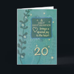 Great Great Grandson Religious 20th Birthday Green Card<br><div class="desc">Express your feeling of appreciation and love for your great great grandson as he celebrates his 20th year birthday. The touching inside message will definitely touch his heart.</div>