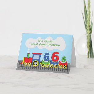Great Great Nephew 6th Birthday Colourful Train Card