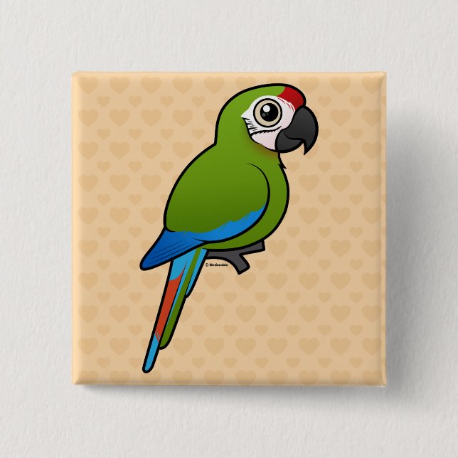 Great Green Macaw 15 Cm Square Badge (Front)