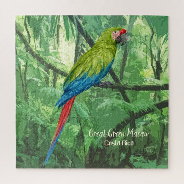 Great Green Macaw Costa Rica Design Jigsaw Puzzle (Vertical)