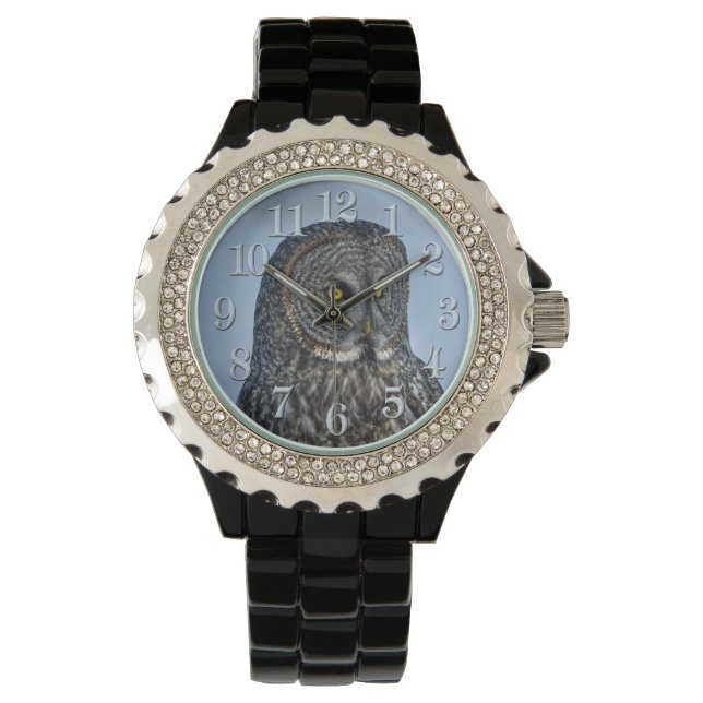 Great Grey Owl and Snow Wildlife Raptor Photo Watch (Front)