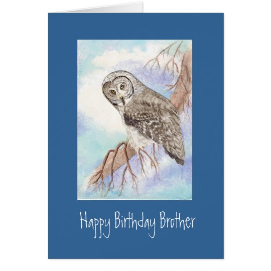 Great Grey Owl Brother Birthday Card