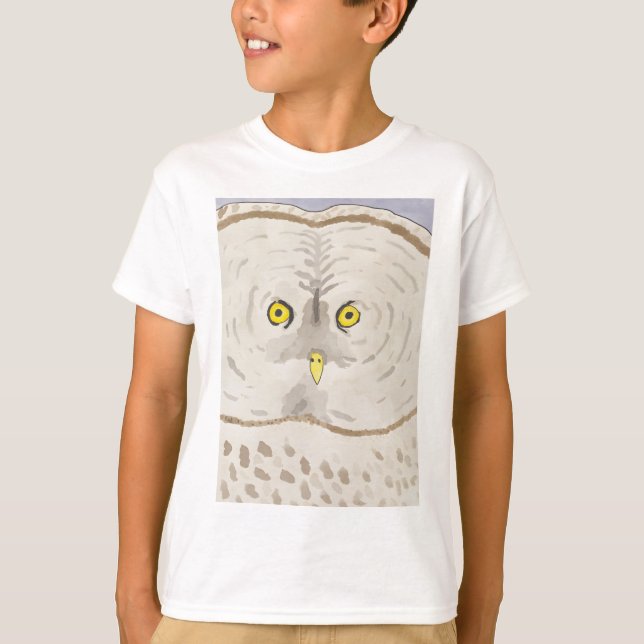 Great Grey Owl funny owl watercolor face T-Shirt (Front)