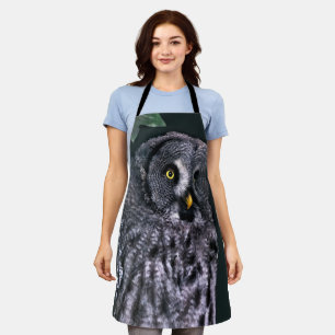 Great Grey Owl Halloween Wildlife Art Apron