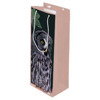 Great Grey Owl Halloween Wildlife Art Wine Gift Bag