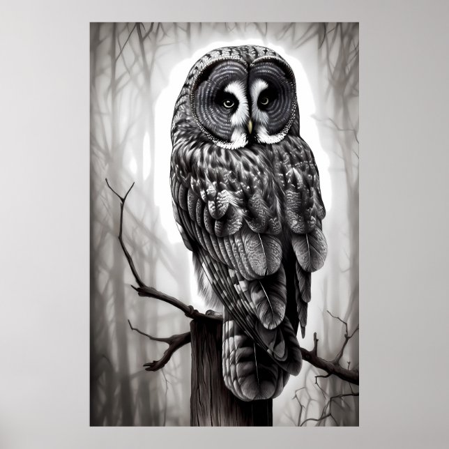Great Grey Owl Painting Poster (Front)
