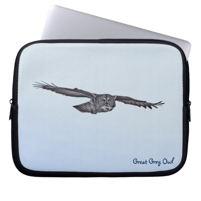 Great Grey Owl Raptor Wildlife Photo Laptop Sleeve (Front)