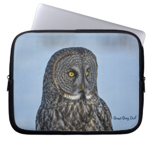 Great Grey Owl Raptor Wildlife Photo Laptop Sleeve