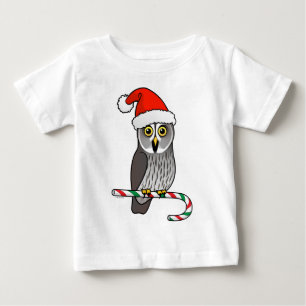 Great Grey Owl Santa Baby T-Shirt
