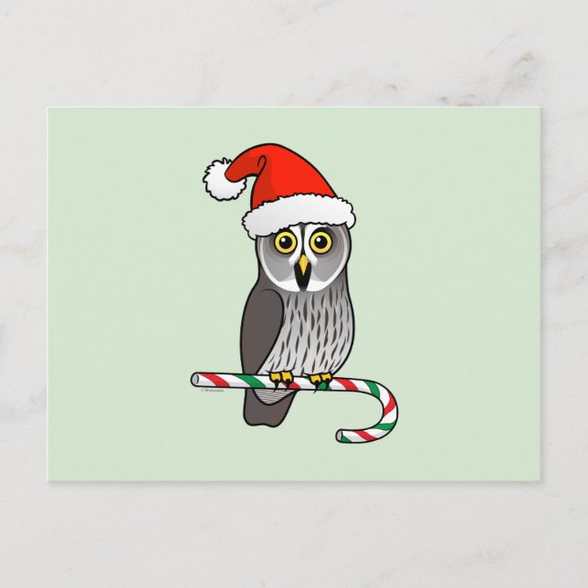Great Grey Owl Santa Holiday Postcard (Front)