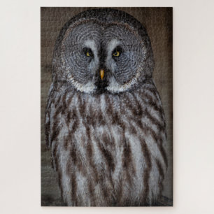 Great Grey Owl Standing Alone Jigsaw Puzzle