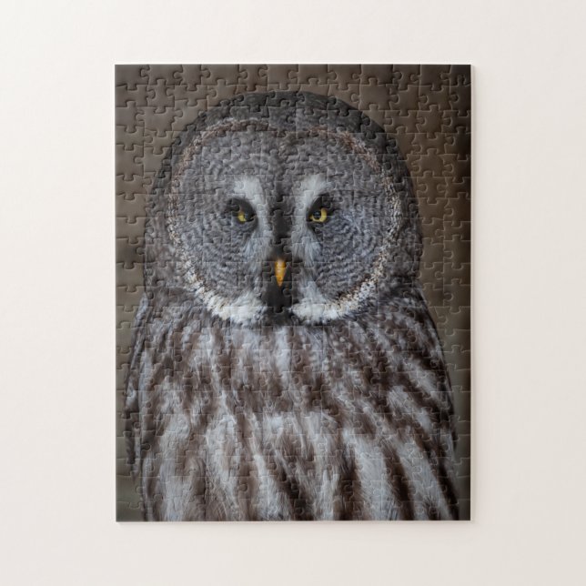 Great Grey Owl Standing Alone Jigsaw Puzzle (Vertical)