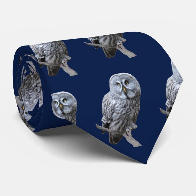 Great Grey Owl Tie (Rolled)